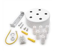 AMARCORDS - Kit Rosone 6 fori per Lampadario in metallo, coprifili per lampada completo di accessori fermacavo viti e staffa da soffitto. Diametro 100mm altezza 35mm colore BIANCO