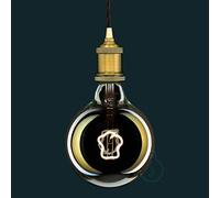 AMARCORDS - Lampadina Led dimmerabile, filamento CAPPELLO DA CHEF, luce calda 2700K, vetro ambrato tipo globo, E27, 4W