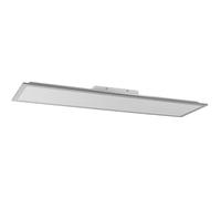 AMARE Plafoniera a LED in alluminio con lampadina bianca calda, 25 x 100 cm, commutabile tramite interruttore a parete, colore: argento/bianco