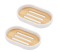 AMARE Portasapone bianco con bambù, set Seifenschalen