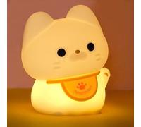Amaredom Lampada Gatto LED Silicone, Ricaricabile Touch Per Bambini Camera | Silicone Morbido, LED Ricaricabile, Luminosità Regolabile, Controllo Touch, Timer 20Min, Camera Bambini