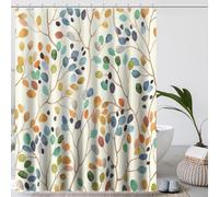 Amaredom Tenda da Doccia Floreale per il Bagno, Decorazione Bagno con Foglie Colorate, Set di Tende da Doccia con Ganci per Tenda - 180x180 cm