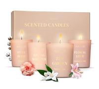 AMARI ® Set di 4 candele profumate a forma di rosa come regalo di Natale - Set di 4 candele - Candle - Candele profumate - candele profumate in vetro - regalo decorativo per donne (Rose)
