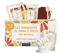 Amari Set di impronte in gesso per bambini, con confezione di alta qualità, promemoria per l'eternità, con gesso, materiale per modellare e istruzioni, regalo per la nascita