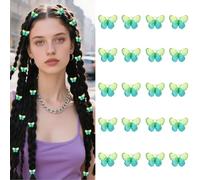Amariver Mini fermagli per capelli a forma di farfalla glitterati anni '90, accessori per donne, 20 pezzi, piccoli fermagli per capelli verdi accessori per ragazze