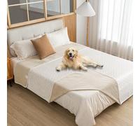 Amarrirose Coperta impermeabile per cani, 80 x 100 cm, lavabile, per cani di taglia grande, soffice e morbida protezione su entrambi i lati, beige e bianco avorio