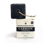 AMAS Bagnoschiuma Doccia Solido - CARBONE VEGETALE -100% Naturale - Vegan - Plastic Free - Detossificante e Riequilibrante- Equivale a 3 Flaconi in Plastica -125g- Fatto a Mano in Italia -