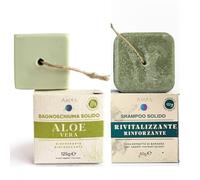 AMAS kit 1pz Shampoo Solido+ 1pz Bagnoschiuma Solido- Formula CONCENTRATA-Naturale,Vegan, Plastic Free-100% Fatto a Mano in Italia