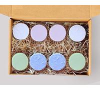 AMAS Set 8 Bombe Disco Scrub Profumate da Doccia - Idea Regalo Natale - 100% Fatte a Mano in Italia - Vegan, Naturali e Plastic Free - Cocco, Menta&Eucalipto, Lavanda, Melograno&Miritillo