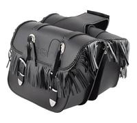 AMAS The Best COPPIA BORSE LATERALI UNIVERSALI EL PASO IN VERO CUOIO MOTO CUSTOM (con frange)