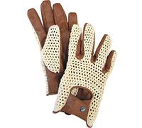 AMAS The Best GUANTI DA GUIDA VINTAGE AUTO MOTO EPOCA FULL FINGER IN PELLE + RETE CAFE' RACER (MARRONE, XL)