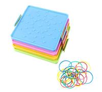 Amasawa 4 Pezzi Placca per Unghie di Plastica Matematica Primaria,con 80 Elastici, Matematica Nailboard Puzzle Game Tool Geometria Apprendimento Giocattolo Educativo per i Bambini