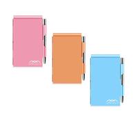 amassan Metal Small Notebook, Mini Notepad, Small Pocket Notepad Aluminum Note Case with Mini Metal Pen and 60-Page Sheets - Memo Books Note Pads (Pink, Orange, Blue)