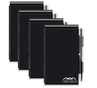 amassan Piccolo taccuino in metallo, mini blocco note, piccolo blocco note tascabile, custodia in alluminio con mini penna in metallo e fogli da 60 pagine, blocco note (nero, 4 pezzi)