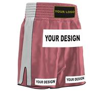 Amata Boxe Personalizzato Muay Thai Pantaloncini Personalizzati Kickboxing Gear Uomini Donne Bambini Adulto Ragazza Ragazzo, Rosa e beige., L