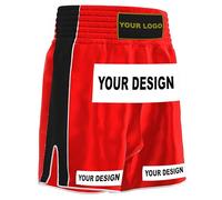 Amata Boxe Personalizzato Muay Thai Pantaloncini Personalizzati Kickboxing Gear Uomini Donne Bambini Adulto Ragazza Ragazzo, Rosso, L