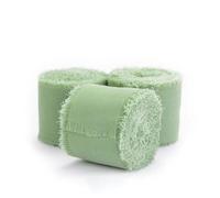 AMateschitz 4 rotoli di nastro di raso per matrimonio, 4 cm x 20 m, con frange, fatto a mano, nastro di raso per bouquet, colore verde chiaro