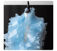 AMateschitz Bordo in pizzo con volant, larghezza 12 cm, in organza, plissettato, con gradiente, in tulle, con volant, nastro in chiffon colorato, per abito da sposa, blu ghiaccio da 5 metri