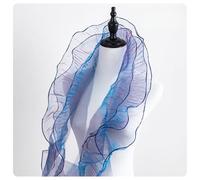 AMateschitz Bordo in pizzo con volant, larghezza 12 cm, in organza, plissettato, con gradiente, in tulle, con volant, nastro in chiffon colorato, per abito da sposa, colore blu, 20 metri