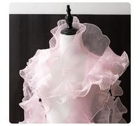 AMateschitz Bordo in pizzo con volant, larghezza 12 cm, in organza, plissettato, con gradiente, in tulle, con volant, nastro in chiffon colorato, per abito da sposa, colore rosa, 20 metri