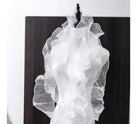 AMateschitz Bordo in pizzo con volant, larghezza 12 cm, in organza, plissettato, con gradiente, in tulle, con volant, nastro in chiffon colorato, per abito da sposa, bianco, #1 3 yard