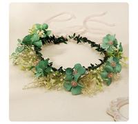 AMateschitz Ghirlanda di fiori per capelli, per matrimonio, regolabile, con fiori artificiali, corona, stile bohémien, per spiaggia, feste, festival, fotografia, colore verde #3