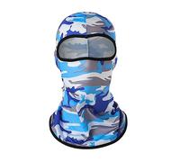AMateschitz Passamontagna mimetico Balaclava, calda cappa per il viso al sole, maschera integrale traspirante, antivento, camo, tinta unita, pitone, a quadretti, 40 x 25 cm, Mimetico azzurro cielo,