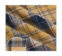 AMateschitz Tessuto di cotone a quadretti, in 100% cotone, motivo a quadri, per Natale, plaid, patchwork, quadrato, al metro, per cucito, fai da te, ciano, giallo, 1 m x 150 cm