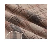 AMateschitz Tessuto di cotone a quadretti, in 100% cotone, motivo a quadri, per Natale, plaid, patchwork, quadrato, per cucito, fai da te, marrone chiaro, 1 m x 150 cm