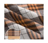 AMateschitz Tessuto di cotone a quadretti, in 100% cotone, motivo a quadri, per Natale, plaid, patchwork, quadrato, per cucito, fai da te, giallo, marrone, 1 m x 150 cm