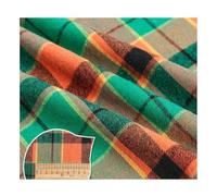 AMateschitz Tessuto di cotone a quadri, in 100% cotone, motivo a quadri, per Natale, plaid, patchwork, quadrato, al metro, per cucito, trapunta fai da te, arancione, verde, 1 m x 150 cm