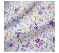 AMateschitz Tessuto di cotone al metro, per cucire, in puro cotone, con motivo a cuore, vintage, floreale, patchwork, per vestiti, cucito, trapunta, fiori viola, 1 m x 1,6 m
