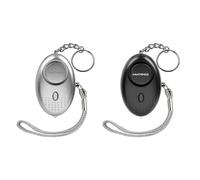 AMATHINGS Set di 2 allarmi tascabili [140dB deterrente] - Braccio panico mobile per portachiavi e borsa - aiuto immediato con luce LED - Protezione comprovata per donne, bambini e anziani - Nero