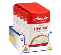 Amato Farina di Grano Tenero Tipo 00 5 kg, Farina per Pizza, Pane, Pasta Fresca e Dolci, Ideale per Impasti Soffici e Lievitati, Confezione Multipla da 4/8/12 Pezzi (4 PEZZI)