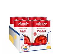 Amato Pomodori Pelati Interi 400 g Easy Open, 100% Pomodori Italiani, Ideali per Pizza, Pasta e Sughi, Latta, Confezione Multipla da 4/8/12 Pezzi (12 PEZZI)