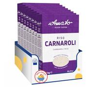 Amato Riso Carnaroli 1 kg, Riso Italiano Ideale per Risotti, Chicchi Selezionati, Astuccio, Confezione Multipla da 4/8/12 Pezzi (4 PEZZI)