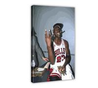AMATWI Poster 44 stelle del basket Michael Jordan su tela, decorazione artistica da parete per soggiorno, camera da letto, decorazione con cornice, 30 x 45 cm