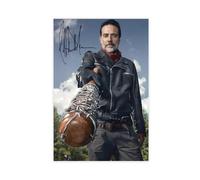 AMATWI Poster su tela con autografo di The Walking Dead Negan Jeffrey Dean Morgan, decorazione artistica da parete per soggiorno, camera da letto, senza cornice, 30 x 45 cm
