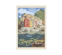 AMATWI Poster vintage su tela, motivo: viaggio italiano, Cinque Terre, per camera da letto, decorazione per ufficio, camera da letto, regalo, senza cornice, 30 x 45 cm