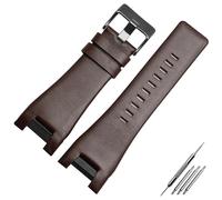 AMAUPCKCA Bracciale in Vera Pelle da 32 mm for Cinturino for Orologio Diesel Cinturino for Orologio for DZ1216 DZ1273 DZ4246 DZ4247 DZ287 Cinturino da Uomo(Plain Brown BK)