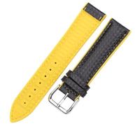 AMAUPCKCA Cinturini for Orologi in Pelle + Gomma Donna Uomo 18mm 20mm 22mm Cinturino Orologio con Fibbia in Acciaio Nero Giallo Arancione(Yellow,22mm)
