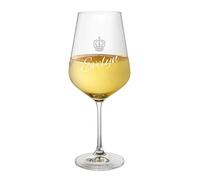AMAVEL Calice da Vino Bianco in Vetro con Incisione Personalizzata con Nome, Motivo Corona Regina, Bicchieri da Collezione, Idea Regalo di Compleanno per Lei