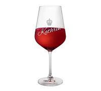 AMAVEL Calice da Vino Rosso in Vetro con Incisione Personalizzata con Nome, Motivo Corona Regina, Bicchiere da Collezione, Idea Regalo di Compleanno per Lei