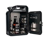 AMAVEL Tanica Bar da 20 l, con contenitore per benzina, colore nero, minibar, set da 8 accessori, armadietto da bar con 2 bicchieri e portabottiglie, set mini bar
