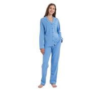 Amaxer 100% Cotone Pigiama Donna con Abbottonatura Set Pigiama Due Pezzi con Pantaloni Lunghi e Maniche Lunghe Pigiama da Donna con Tasche