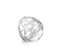 Amaxer Am Israel Chai Anello da donna Stella di Davide Ebraico Judaica Ebraico Cabala Benedizione Religiosa Anello da dito (Argento, Diametro 18mm)