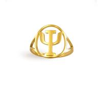 Amaxer Anello con simbolo Psi per donna in acciaio inox Alfabeto greco Psicologia Psichiatria Psi Simbolo Anello da dito, gioiello delicato