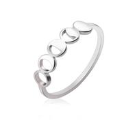 Amaxer Anello da donna con fasi lunari, in acciaio inox, con luna crescente, lunare, fasi lunari, amuleto, gioiello per ragazze, Acciaio inossidabile