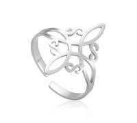 Amaxer Anello da donna con nodo da stregoneria, in acciaio inossidabile, amuleto con nodo celtico, vintage, scavato, aperto, regolabile, gioiello regalo per donne e ragazze, Metallo, Non pietra