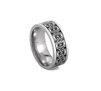 Amaxer - Anello vintage in acciaio inox, con nodo celtico irlandese, albero della vita, fiore della vita, anello per matrimonio (fiore della vita, 10)